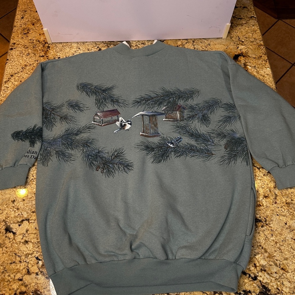 Vintage Art Unlimited Wraparound Winter Bird Sweatshirt Women’s XL‎ Cottagecore - Picture 2 of 11